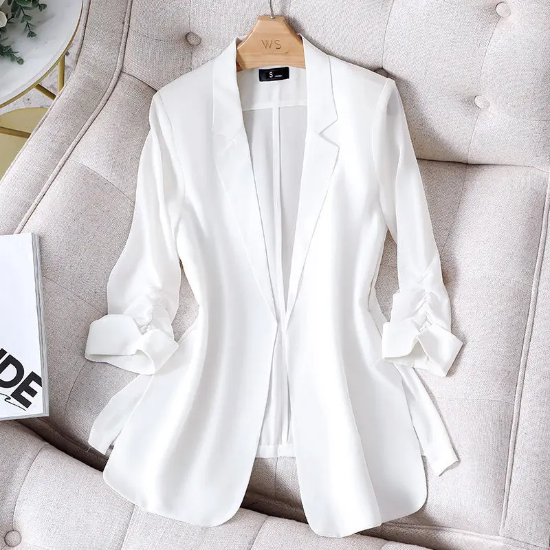 PEONFLY Fashion Seven-point Suit Casual Solid Color Loose Korean Top Casual Collar Women Fashion Suit New Elegant Office Suit
PEONFLY Fashion Seven-point Suit Casual Solid Color Loose Korean Top Casual Collar Women Fashion Suit New Elegant Office Suit