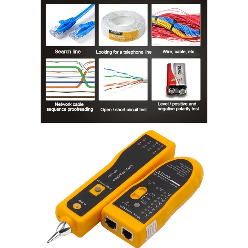 RJ11 RJ45 Multifunction Line Finder Handheld Cable Tester for Network Maintenance Collation Telephone Line Test
RJ11 RJ45 Multifunction Line Finder Handheld Cable Tester for Network Maintenance Collation Telephone Line Test