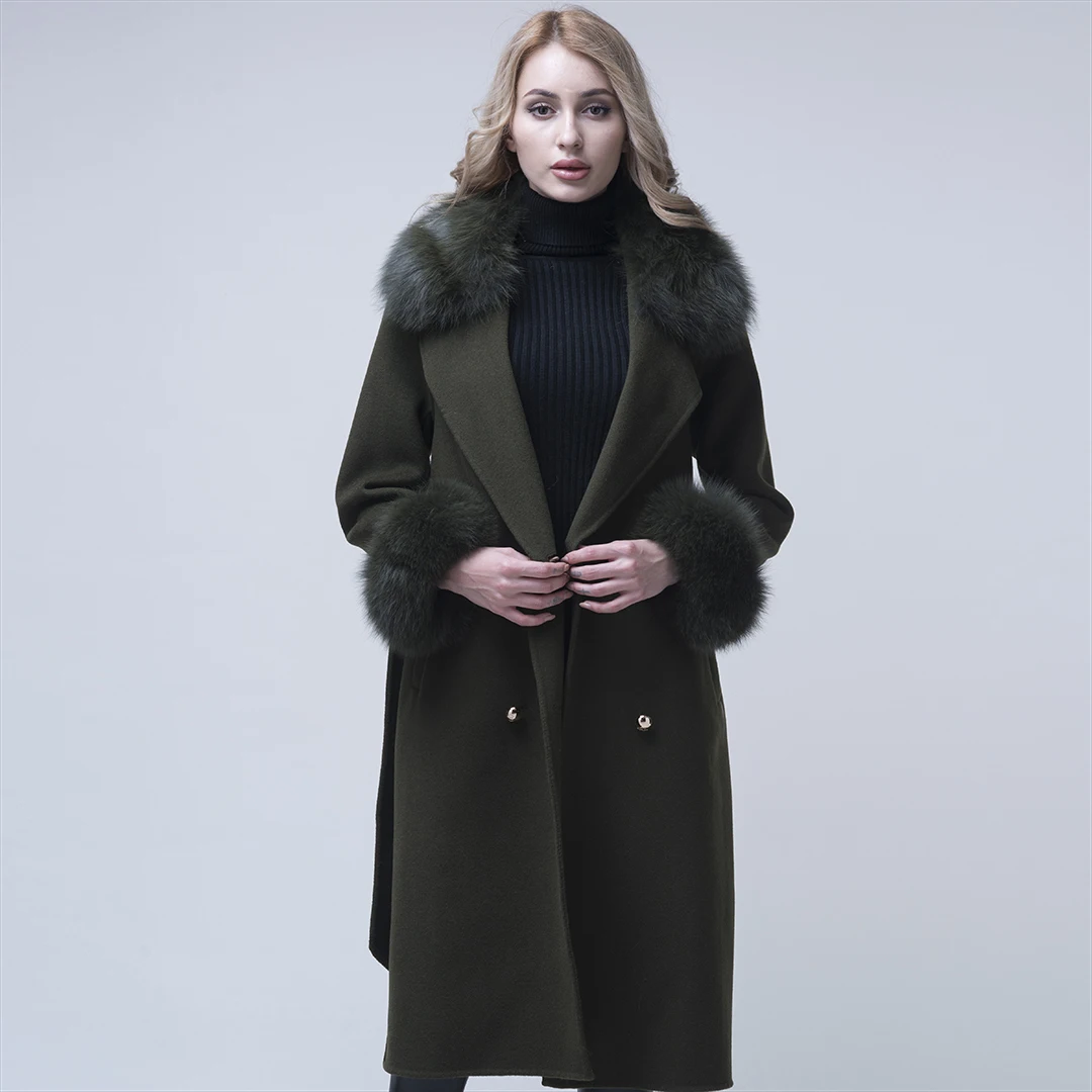 Real Fox Fur Collar Loose Cashmere Wool Real Fur Coat Winter Jacket Women Outerwear With Belt
Real Fox Fur Collar Loose Cashmere Wool Real Fur Coat Winter Jacket Women Outerwear With Belt