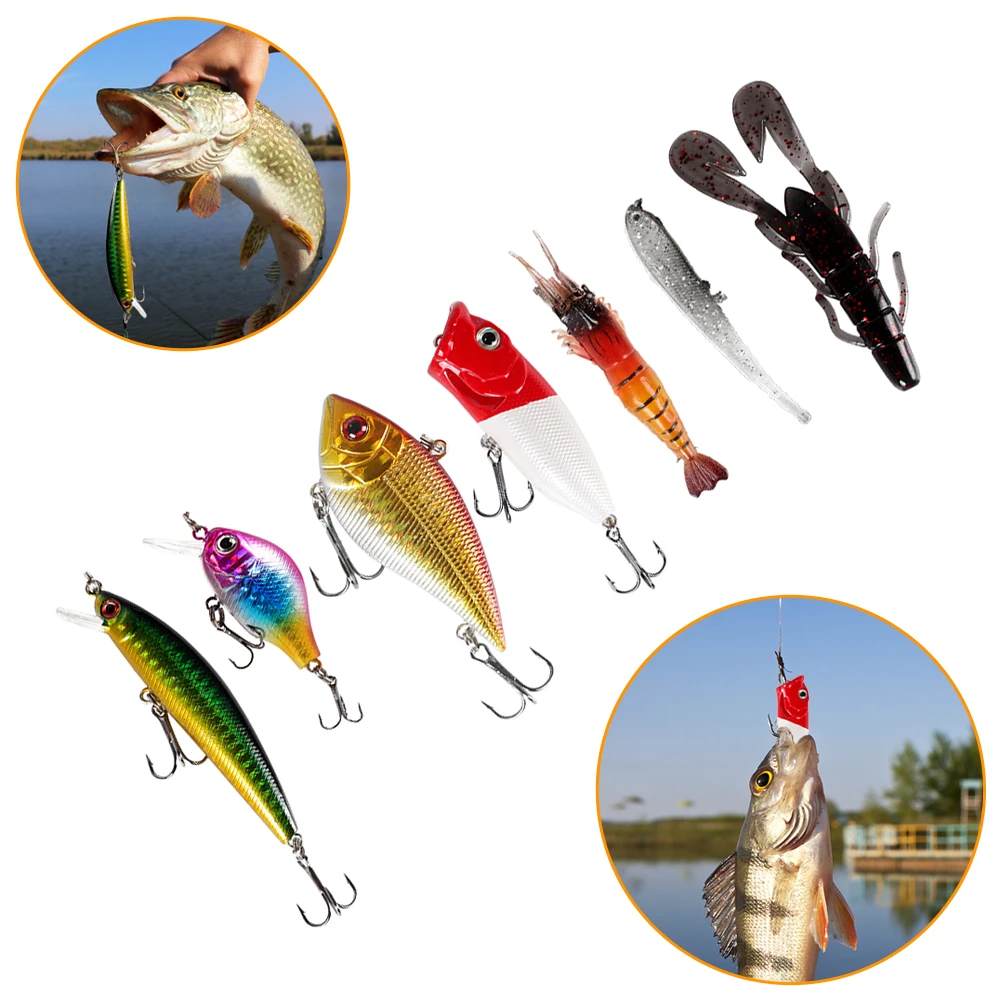 Winter Fishing Tackle 102pcs Fishing Lure Set Soft Fishing Lure Hard Metal Lure Popper Minnow Metal Jig Hooks for Tackle Box
Winter Fishing Tackle 102pcs Fishing Lure Set Soft Fishing Lure Hard Metal Lure Popper Minnow Metal Jig Hooks for Tackle Box