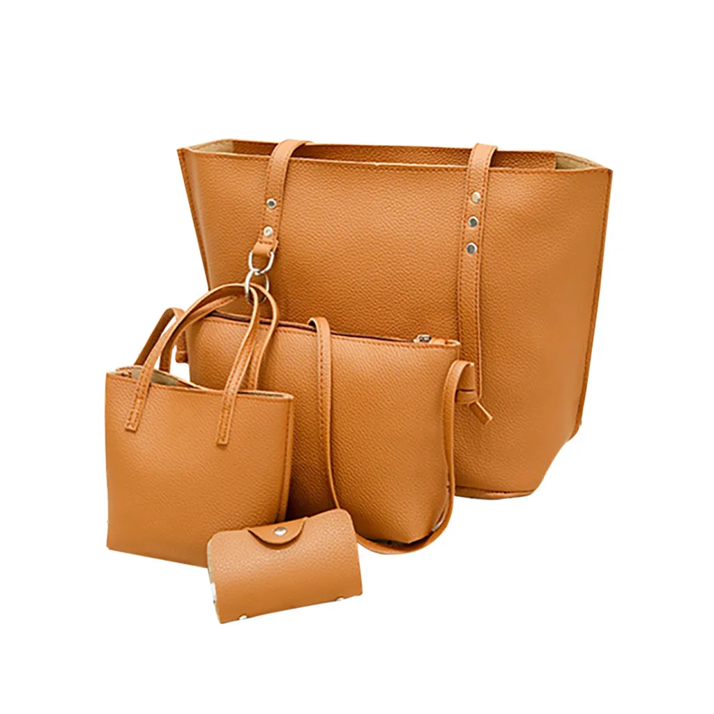 Fashion Women Leather Four-Piece Shoulder Crossbody Bag Clutch Wallet Retro Bag women leather handbags Zipper aug 13 
Fashion Women Leather Four-Piece Shoulder Crossbody Bag Clutch Wallet Retro Bag women leather handbags Zipper aug 13