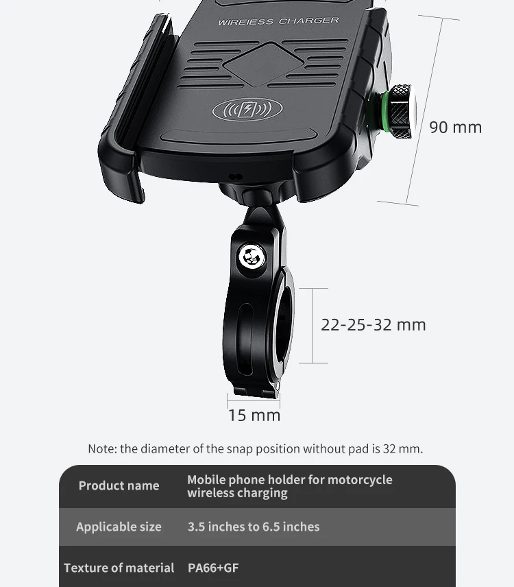 Tinsol Aluminum Alloy Motorcycle Mobile Phone Wireless Charging Stand 15W Fast Charge Mobile Navigation Phone Holder 360 Degree 
Tinsol Aluminum Alloy Motorcycle Mobile Phone Wireless Charging Stand 15W Fast Charge Mobile Navigation Phone Holder 360 Degree