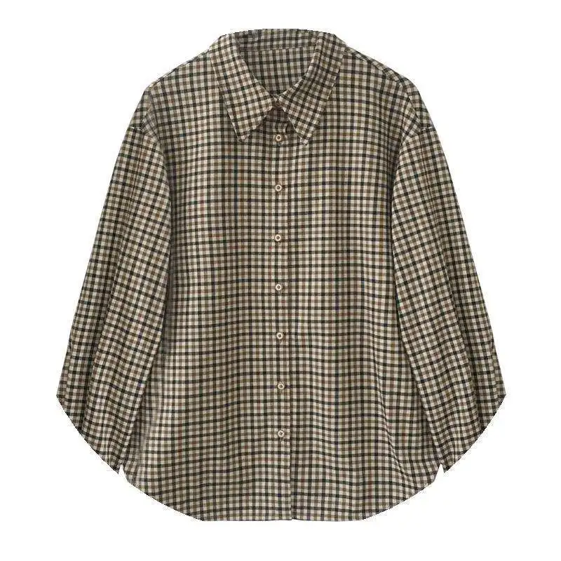 Plaid Shirt Women Vintage Blouse Brown Loose Shirts Office Lady Blouses Basic Women Top Casual Long Sleeve Chemise Femme 2021
Plaid Shirt Women Vintage Blouse Brown Loose Shirts Office Lady Blouses Basic Women Top Casual Long Sleeve Chemise Femme 2021