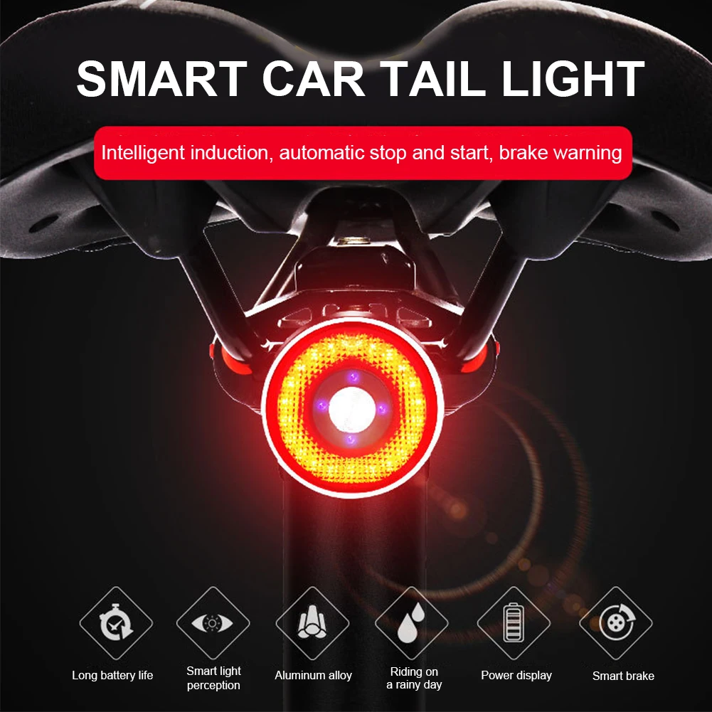 Bicycle Taillight Smart 400mAh Auto Brake Sensing Rear Light IPX6 Waterproof LED Charging Cycling Taillight Q5 Bike Rear Light
Bicycle Taillight Smart 400mAh Auto Brake Sensing Rear Light IPX6 Waterproof LED Charging Cycling Taillight Q5 Bike Rear Light
