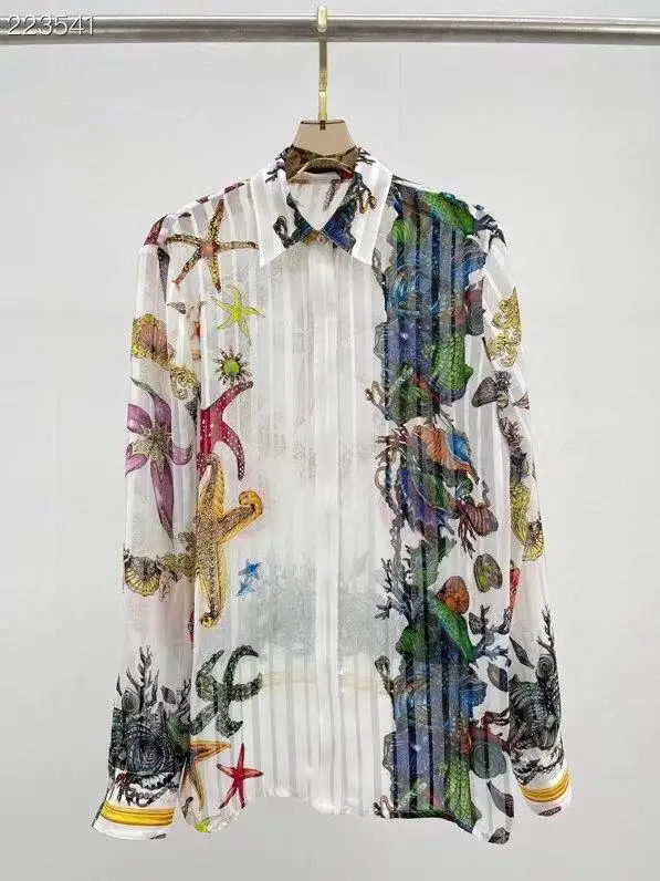 2021 Fashion Runway Summer Casual Silk Shirt Women Long sleeve Single Breasted Printing Elegant Blouse
2021 Fashion Runway Summer Casual Silk Shirt Women Long sleeve Single Breasted Printing Elegant Blouse