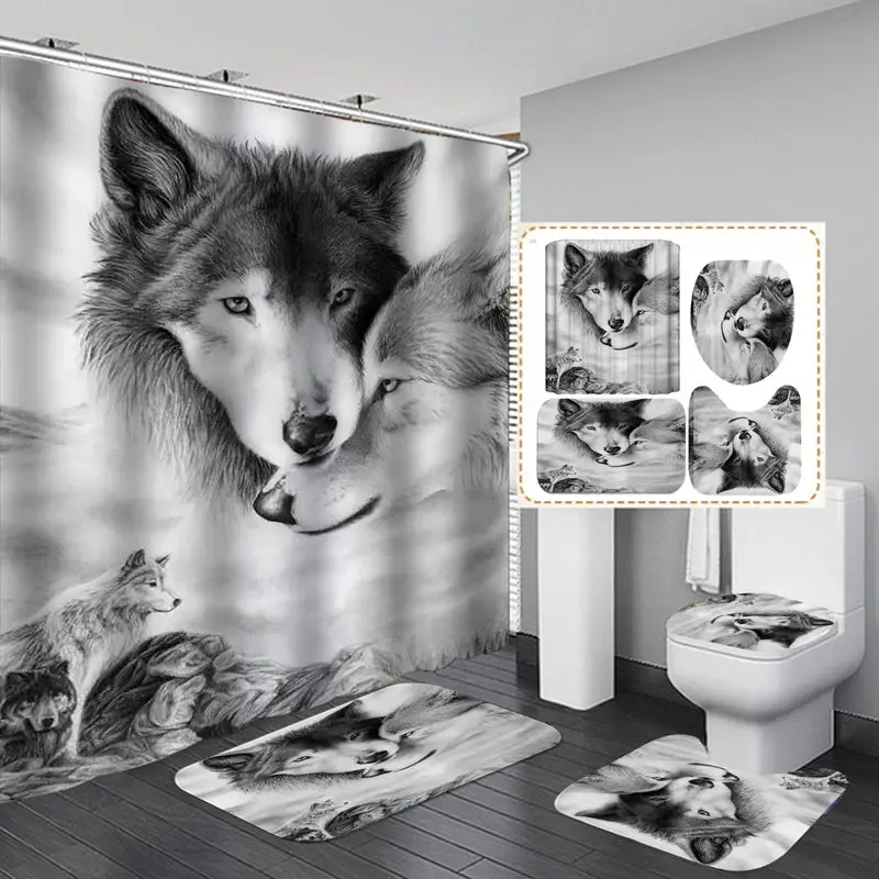 Grey Wolf Art Print Polyester Fabric Shower Curtain Non-Slip Bath Mat Toilet Lid Cover Rugs Home Bathroom Decor Set
Grey Wolf Art Print Polyester Fabric Shower Curtain Non-Slip Bath Mat Toilet Lid Cover Rugs Home Bathroom Decor Set