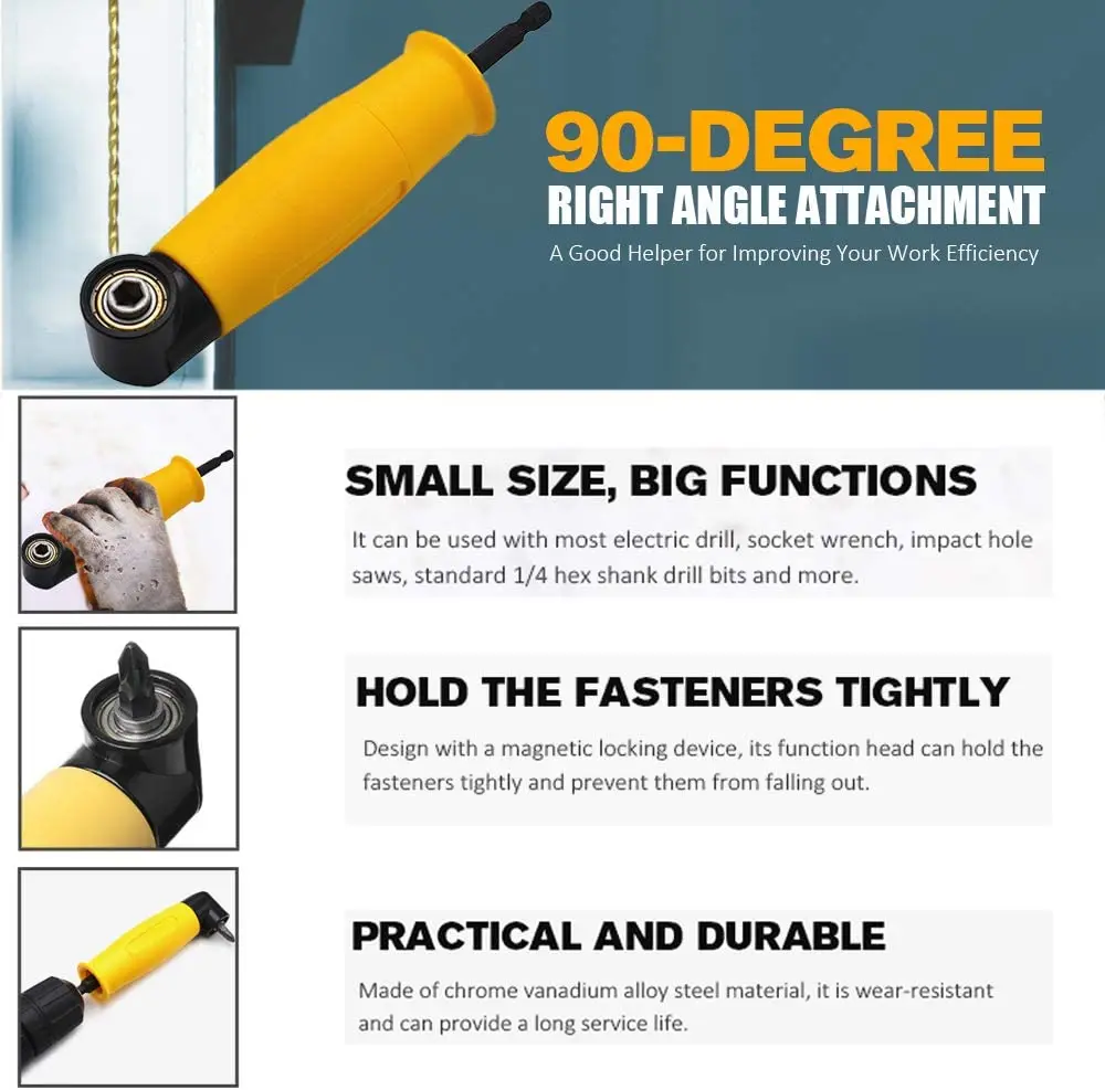 1/4 Inch Shank 90 Degree Right Angle Attachment Right Angle Drill Driver Screwdriver Extension Holder Adapter
1/4 Inch Shank 90 Degree Right Angle Attachment Right Angle Drill Driver Screwdriver Extension Holder Adapter