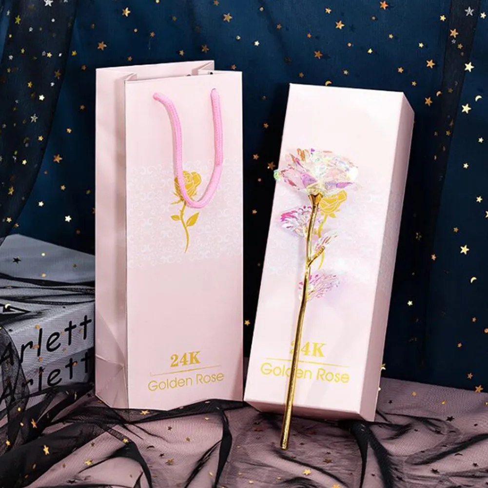 24K Gold Foil Rose Flower Box Rainbow Valentine's Day Romantic Rose Gift Box With Hand Bag Not Contain Roses For Girl Gift
24K Gold Foil Rose Flower Box Rainbow Valentine's Day Romantic Rose Gift Box With Hand Bag Not Contain Roses For Girl Gift