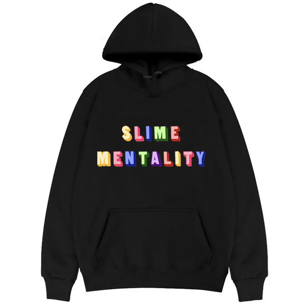 

Fashion Harajuku Slime Mentality Font Print Hoodie Youngboy Never Broke Again Oversized Hip Hop Streetwear Men Women Black Coat