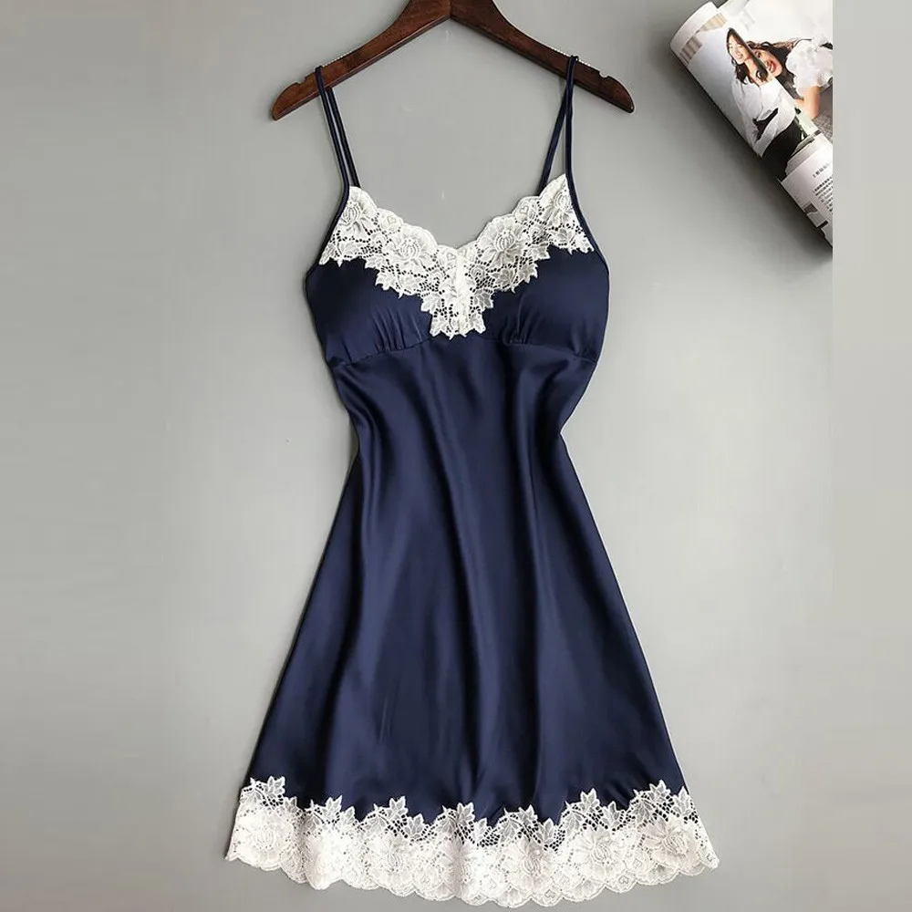 Night Dress Satin Sleepwear Women Ladies Nightwear Nightdress Sexy Lingerie With Chest Pads Nightdress Sexy Lingerie Underwear
Night Dress Satin Sleepwear Women Ladies Nightwear Nightdress Sexy Lingerie With Chest Pads Nightdress Sexy Lingerie Underwear