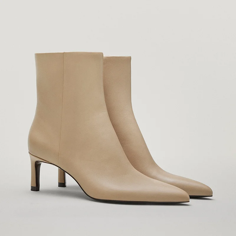 Women's Autumn Short Cowhide Leather Pointed Toe Thin Ankle Booties Comfortable High Heels Pumps Modern Boots
Women's Autumn Short Cowhide Leather Pointed Toe Thin Ankle Booties Comfortable High Heels Pumps Modern Boots