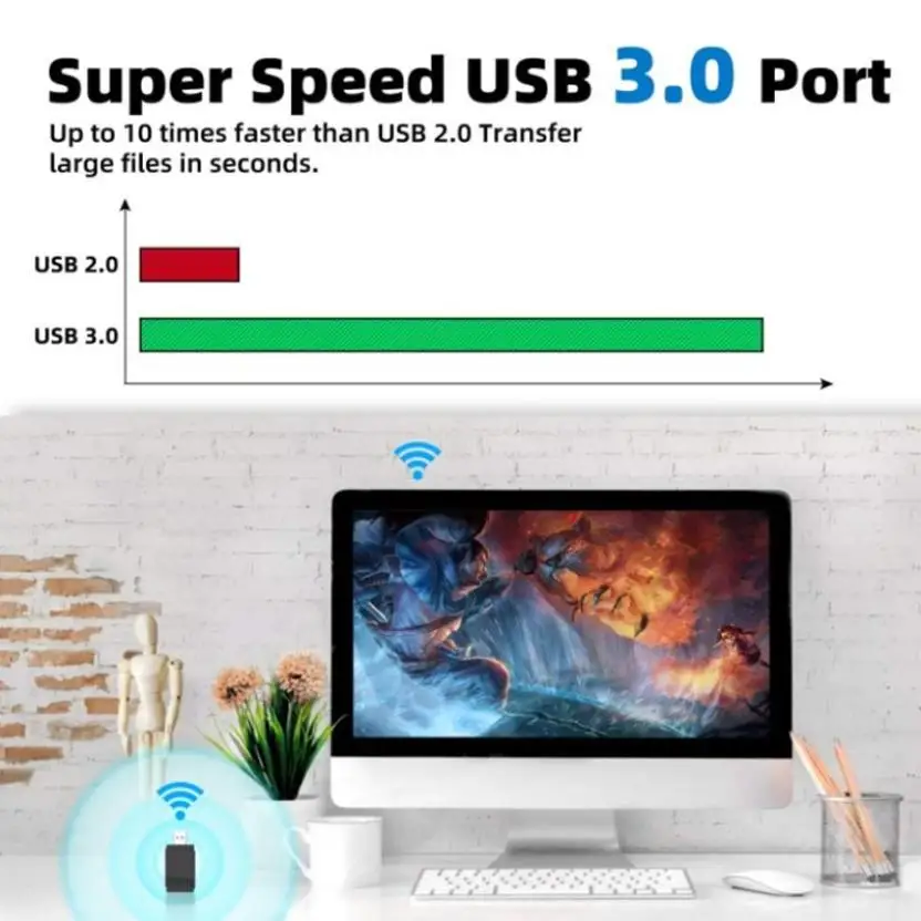 WIFI Bluetooth Adapter 1200M USB3.0 ac 802.11 5G+2.4G Dual band Bluetooth5.0 Network card WLAN Adapter For Windows/Linux/ Mac
WIFI Bluetooth Adapter 1200M USB3.0 ac 802.11 5G+2.4G Dual band Bluetooth5.0 Network card WLAN Adapter For Windows/Linux/ Mac