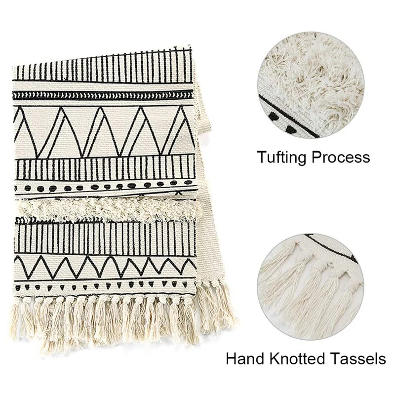 Moroccan Fringe Table Runner, Bohemian Geometric Cotton Fabric Handmade Woven Tufted Tassels Farmhouse Table 
Moroccan Fringe Table Runner, Bohemian Geometric Cotton Fabric Handmade Woven Tufted Tassels Farmhouse Table
