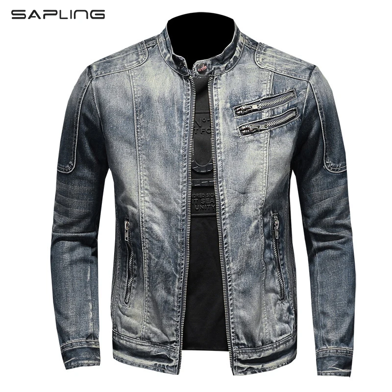 New Men's Vintage Denim Jackets Zippers Patchwork Fashion Casual Slim Mens Jean Coat Size M-6XL Motorcycle Jacket Dropshipping
New Men's Vintage Denim Jackets Zippers Patchwork Fashion Casual Slim Mens Jean Coat Size M-6XL Motorcycle Jacket Dropshipping