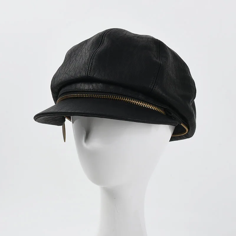 Autumn Winter Retro Peaked Cap New Style PU Leather Octagonal Hat Female Personality Zipper Visor Detachable Dual-use Beret
Autumn Winter Retro Peaked Cap New Style PU Leather Octagonal Hat Female Personality Zipper Visor Detachable Dual-use Beret