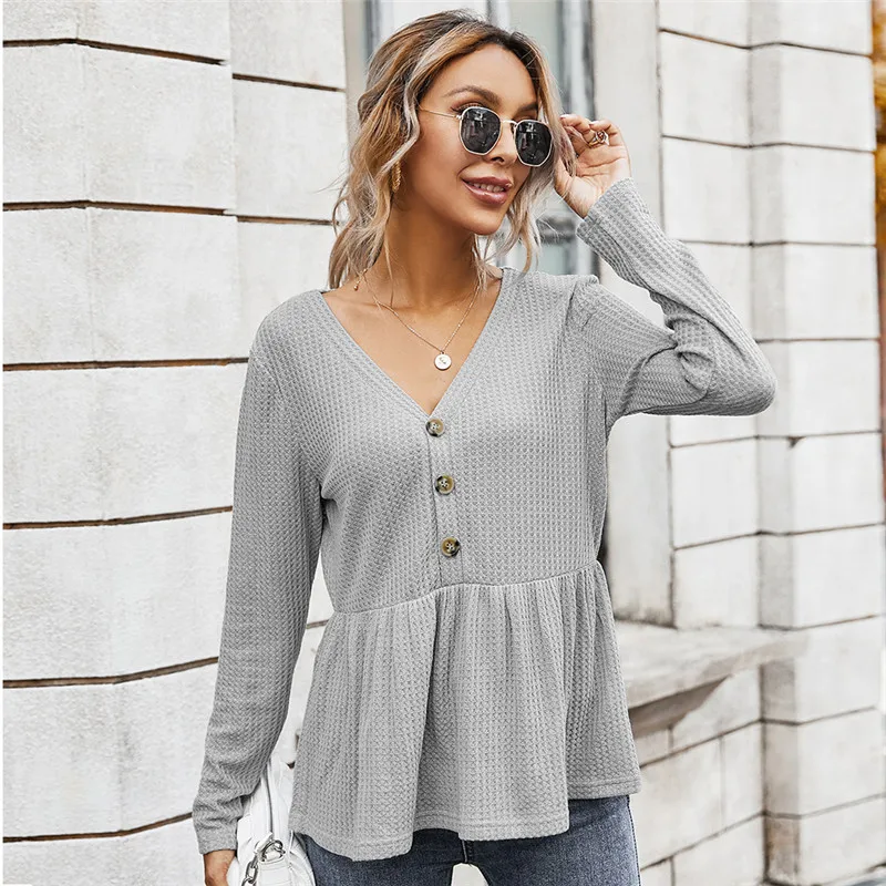 Women Casual Autumn Winter Oversize Pullovers Blouse Button Solid V Neck Ruffles Simple Tops
Women Casual Autumn Winter Oversize Pullovers Blouse Button Solid V Neck Ruffles Simple Tops