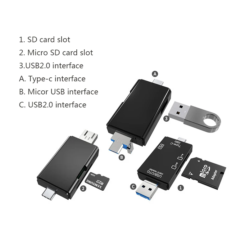 OTG Micro SD кард-ридер USB 2 0 для адаптер флэш-накопитель смарт-кард-ридер Тип C |