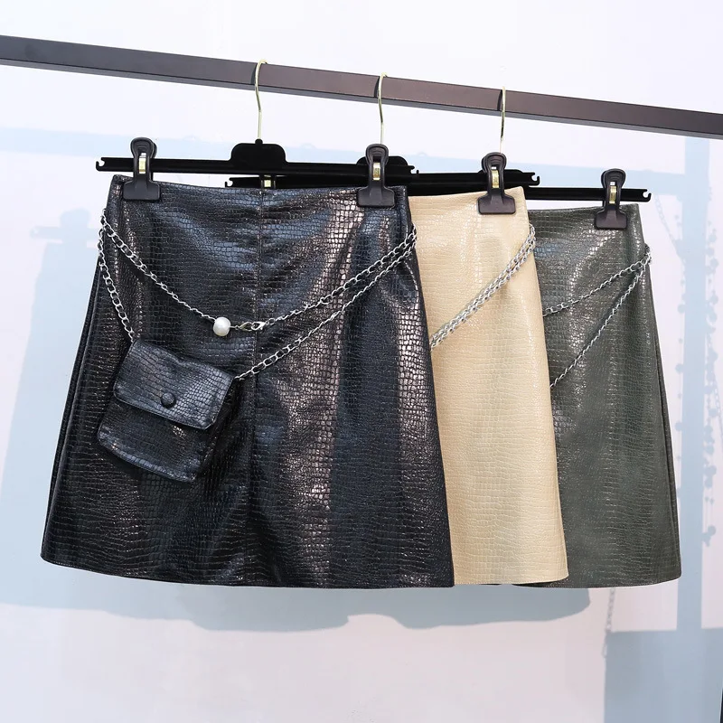 PU small leather skirt female autumn high waist a word bag hip skirt chain waist skirt Casual Women Plaid Skirt Chic Sashes
PU small leather skirt female autumn high waist a word bag hip skirt chain waist skirt Casual Women Plaid Skirt Chic Sashes