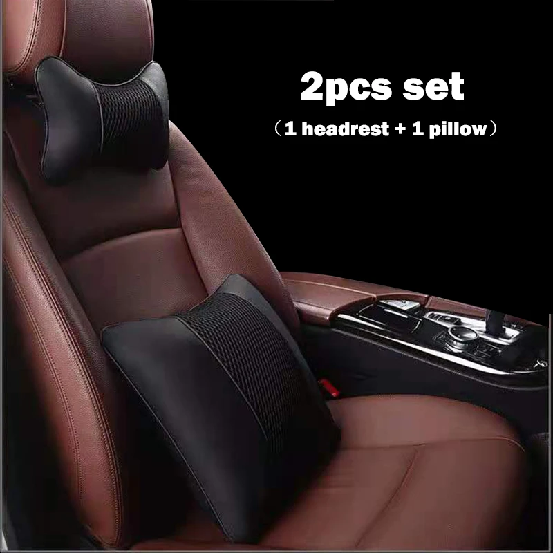 2Pcs Set PU Leather Knitted Car Pillows Headrest Neck Rest Cushion Seat Accessories Auto Black Safety Pillow Universal Decor
2Pcs Set PU Leather Knitted Car Pillows Headrest Neck Rest Cushion Seat Accessories Auto Black Safety Pillow Universal Decor