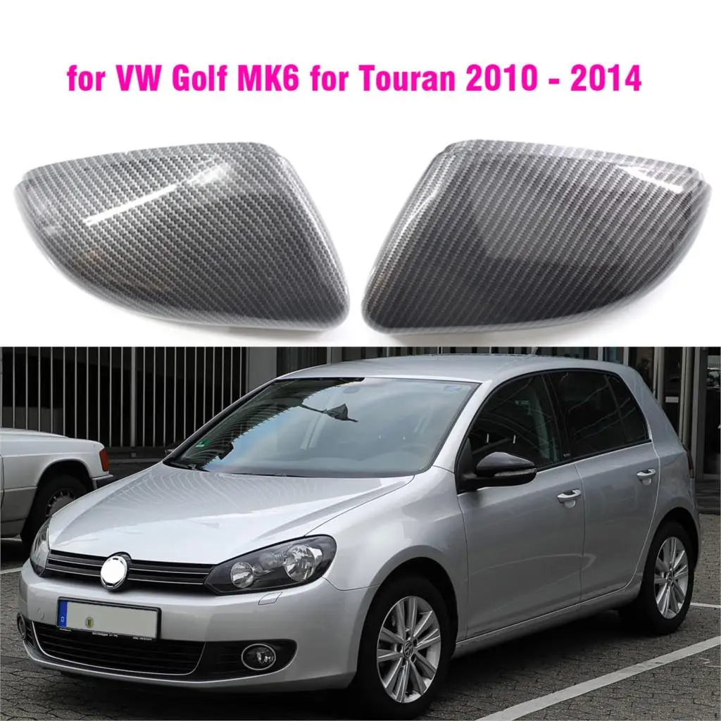 

Carbon Fiber Gloss Black Mirror Cover Rearview Side Mirror Cap Replacement parts For VW Volkswagen Golf 6 MK6 for Touran