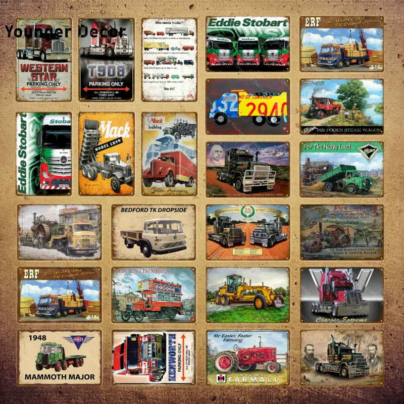 

Vintage Truck Decor Car Metal Signs Farmall Farming Farm Tractors Poster Wall Art Painting Plaque Pub Garage Club Decor YI-006