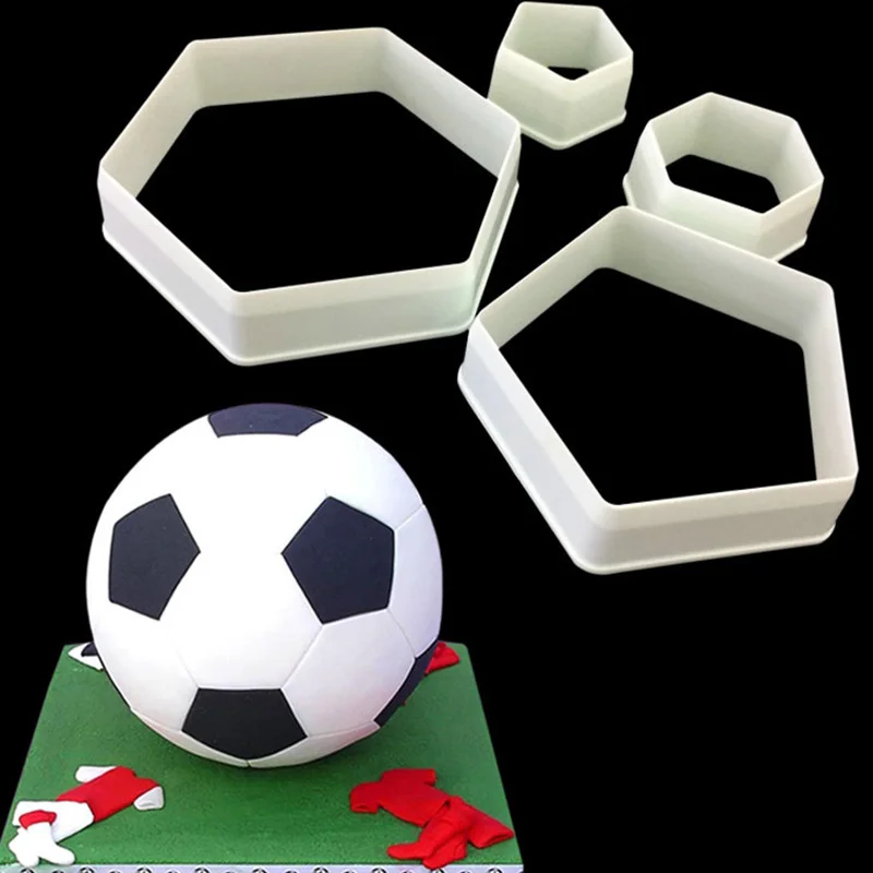 4 Sizes Hexagon Football Soccer Ball Plastic Cookie Cutter Sugar Fondant Cake Decoration Mold Kitchen Accessories Hot |