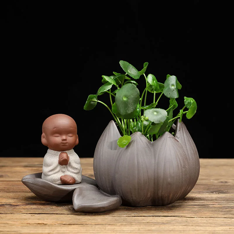 1set Ceramic Flower Pot Office Living Room Desktop Green Plant Cultivation Vase Home Decoration Chinese Little Monk Potted Plant 
1set Ceramic Flower Pot Office Living Room Desktop Green Plant Cultivation Vase Home Decoration Chinese Little Monk Potted Plant