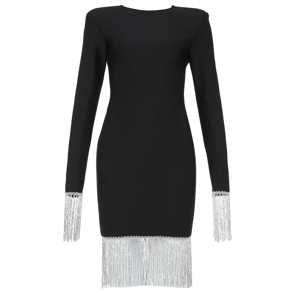 Free Shiping High Quality Women Black O Neck Long Sleeve With Mesh Tassel Rayon Bandage Dress Sexy Club Celebrity Party Dresses
Free Shiping High Quality Women Black O Neck Long Sleeve With Mesh Tassel Rayon Bandage Dress Sexy Club Celebrity Party Dresses