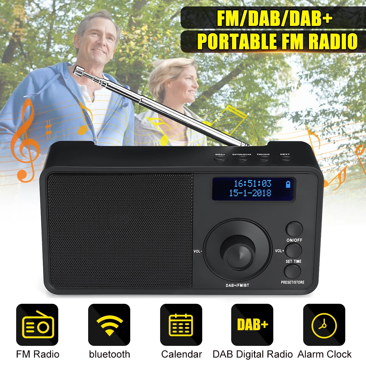 Portable DAB DAB+FM Digital Radio Player Receiver Handheld bluetooth Mini Music Stereo Radio Speaker Support AUX LCD Alarm Clock
Portable DAB DAB+FM Digital Radio Player Receiver Handheld bluetooth Mini Music Stereo Radio Speaker Support AUX LCD Alarm Clock