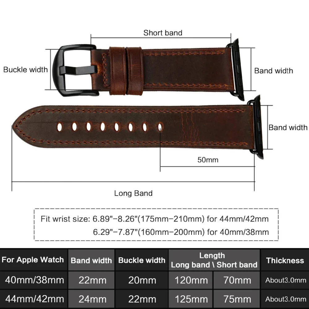 Аксессуары для часов MAIKES из натуральной кожи Apple Watch Band 44 мм 40 и 42 38 серия 4 3 2 1