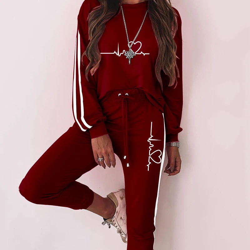 2021 2 Piece Set Spring Autumn Tracksuit Women's Striped Loose Print Sweatshirt+Pants Suit Sportswear Outfits Female Clothing
2021 2 Piece Set Spring Autumn Tracksuit Women's Striped Loose Print Sweatshirt+Pants Suit Sportswear Outfits Female Clothing