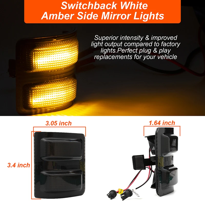 2*LED Switchback White/Amber Flowing Side Mirror Lights for F250 F350 F450 F550
2*LED Switchback White/Amber Flowing Side Mirror Lights for F250 F350 F450 F550
