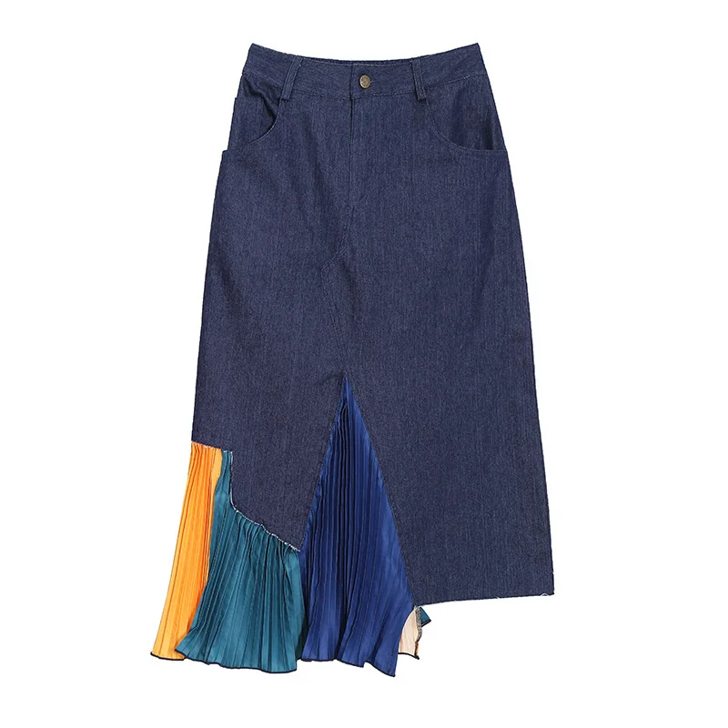 Women's Denim Skirt 2021 Fall Trend New Pleated Stitching High Waist Irregular Skirt Ustyle0320
Women's Denim Skirt 2021 Fall Trend New Pleated Stitching High Waist Irregular Skirt Ustyle0320