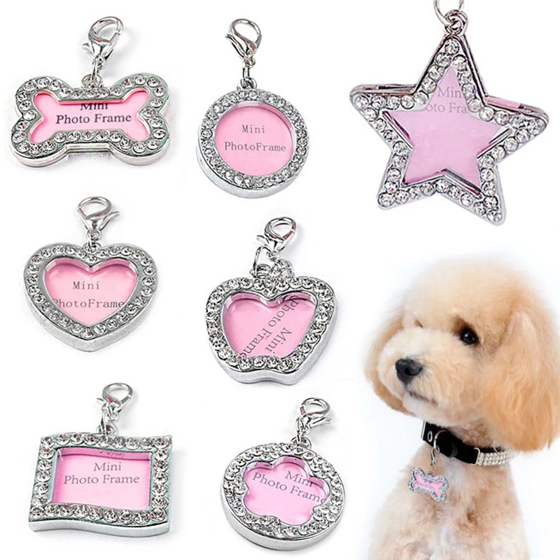 DIY Creative Heart Bone Star Dog Tag Unique Pet Collar Pendant Pet Photo Frame Necklace Crystal Decorated Dog Information Tag
DIY Creative Heart Bone Star Dog Tag Unique Pet Collar Pendant Pet Photo Frame Necklace Crystal Decorated Dog Information Tag