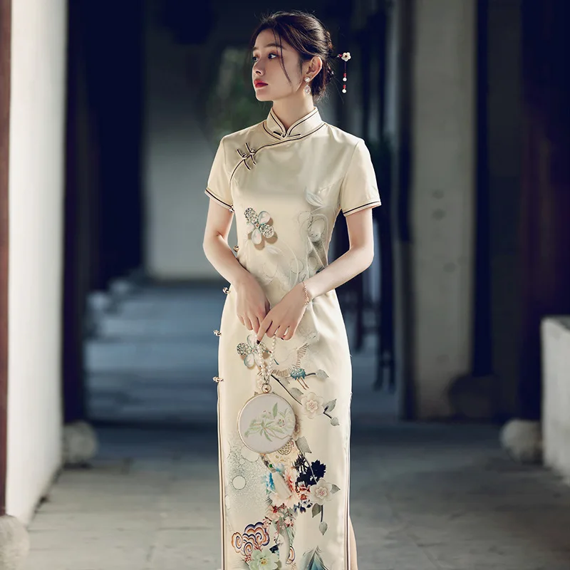Traditional Chinese Cheongsam For Women Print Flower Slim Sexy Evening Party Vintage Handmade Button Qipao Vestidos Size S-xxl
Traditional Chinese Cheongsam For Women Print Flower Slim Sexy Evening Party Vintage Handmade Button Qipao Vestidos Size S-xxl