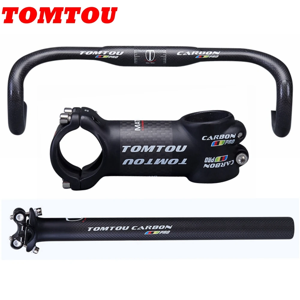 TOMTOU PRO Carbon Fiber Bike Road Handlebar Sets Bent Bar Stem Seat Post Bicycle MTB Road Cycling Parts
TOMTOU PRO Carbon Fiber Bike Road Handlebar Sets Bent Bar Stem Seat Post Bicycle MTB Road Cycling Parts