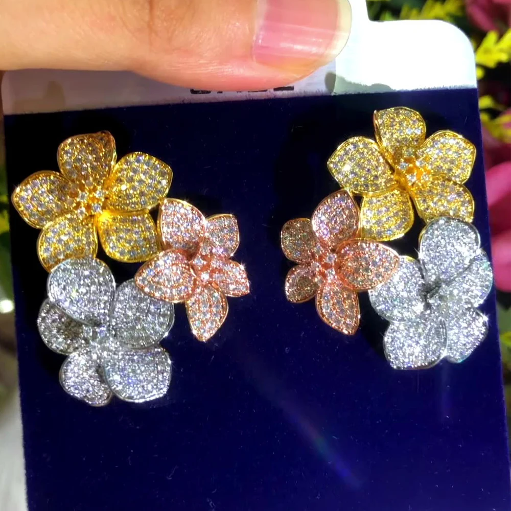 Brand HOT Wedding Engagement Jewelry Bloom Flowers Earrings Cubic Zirconia for Women Actor Dancer Stage Performance Dance Party
Brand HOT Wedding Engagement Jewelry Bloom Flowers Earrings Cubic Zirconia for Women Actor Dancer Stage Performance Dance Party
