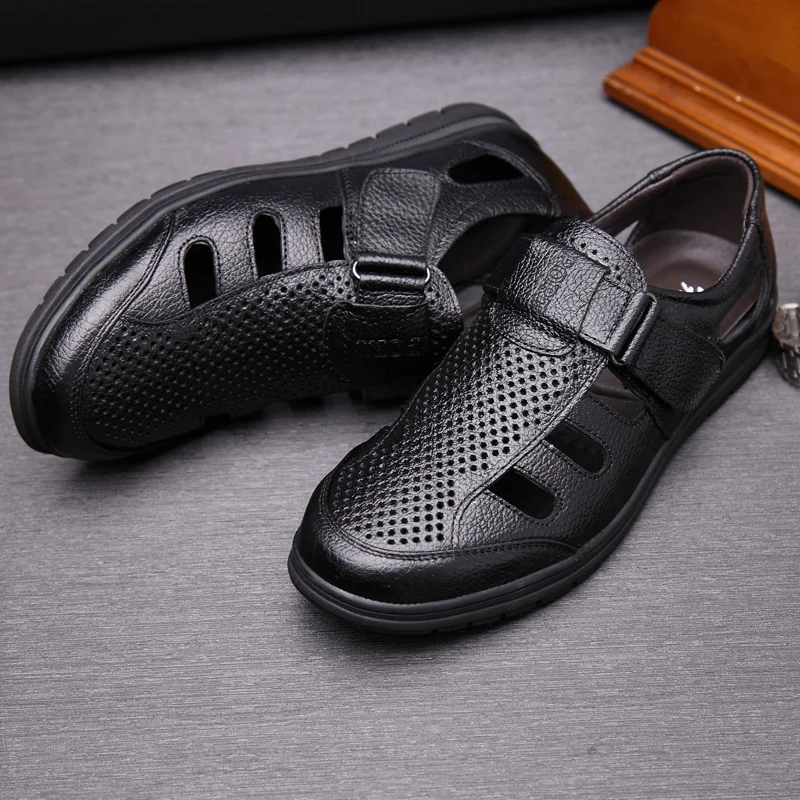 Hollow Out Genuine Leather Breathable Men Sandals Dad Shoes Men Velcro Fashion Hole Shoes Sandals Beach Shoes Soft Bottom Men
Hollow Out Genuine Leather Breathable Men Sandals Dad Shoes Men Velcro Fashion Hole Shoes Sandals Beach Shoes Soft Bottom Men