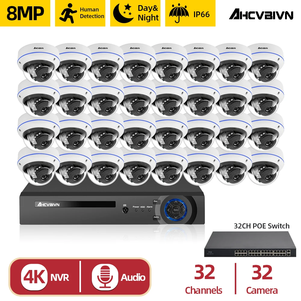 Купольная IP-камера AHCVBIVN, H.265 + 32 канала, 4K HD, сетевой видеорегистратор с 48 в POE, 8 МП для системы видеонаблюдения, для помещений и улицы
Купольная IP-камера AHCVBIVN, H.265 + 32 канала, 4K HD, сетевой видеорегистратор с 48 в POE, 8 МП для системы видеонаблюдения, для помещений и улицы