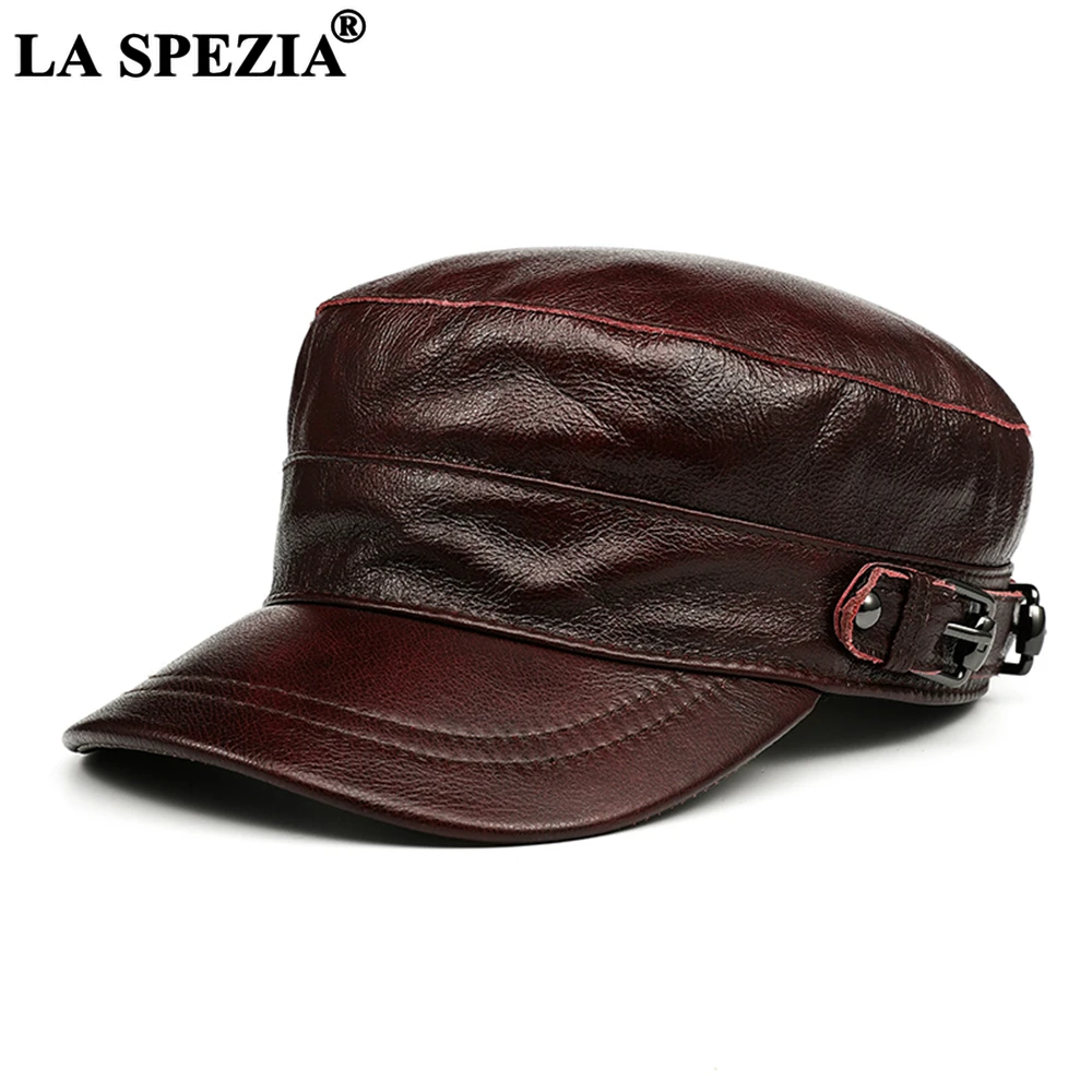 LA SPEZIA Men Winter Hat Genuine Leather Purplish Red Military Hat Cowskin Mens Sailor Hat Brand Acessories XL
LA SPEZIA Men Winter Hat Genuine Leather Purplish Red Military Hat Cowskin Mens Sailor Hat Brand Acessories XL