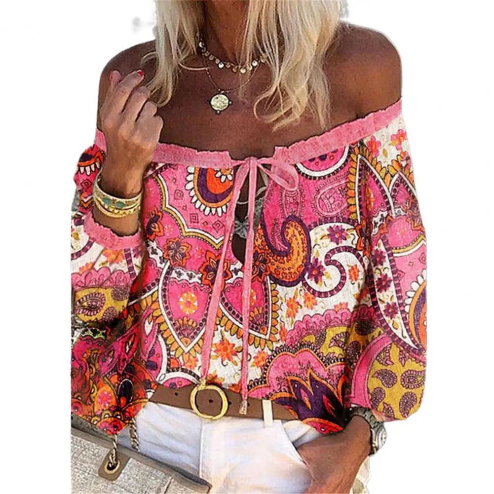 Women Blouse Retro Print Front Lace-up Thin Off Shoulder Flare Sleeve Summer Shirt Bohemia Off Shoulder Shirt Streetwear 2021
Women Blouse Retro Print Front Lace-up Thin Off Shoulder Flare Sleeve Summer Shirt Bohemia Off Shoulder Shirt Streetwear 2021