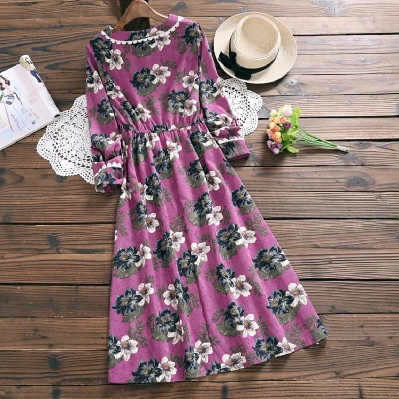 Mori Girl Spring Autumn Sweet A-Line Dress V Neck Elegant Floral Print Femininos Vestidos Full Sleeve Corduroy Casual Dress 2XL
Mori Girl Spring Autumn Sweet A-Line Dress V Neck Elegant Floral Print Femininos Vestidos Full Sleeve Corduroy Casual Dress 2XL