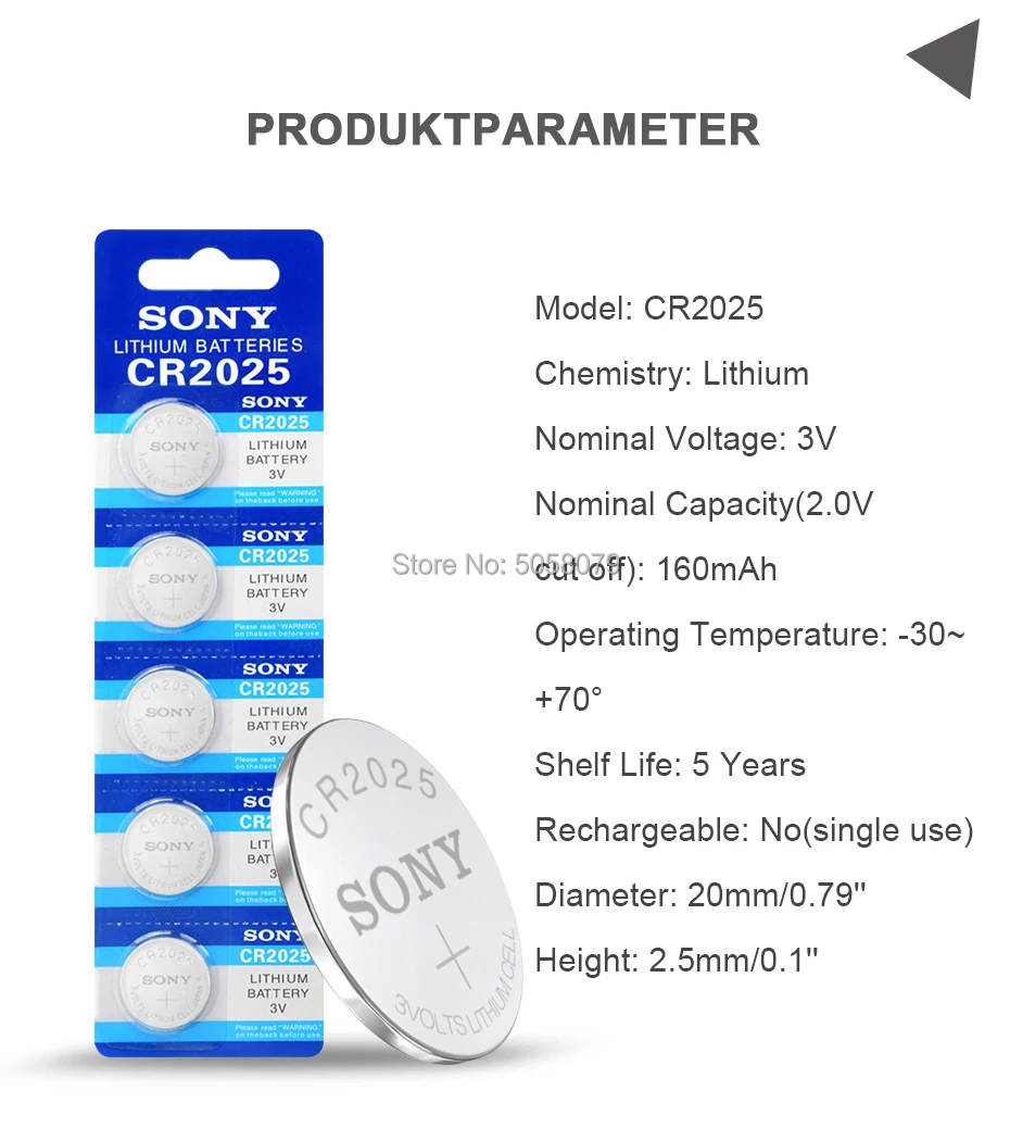 Литиевые кнопочные батарейки для SONY 3V CR2025 2025 ECR2025 BR2025 DL2025 KCR2025 L12 208-205LM2025 5003LC ST-T14 1