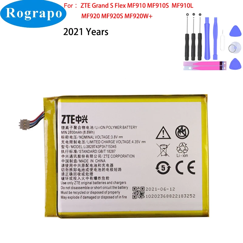 Новый оригинальный аккумулятор 2800 мАч LI3823T43P3H715345 для ZTE Grand S Flex MF910 MF910S MF910L MF920 MF920S