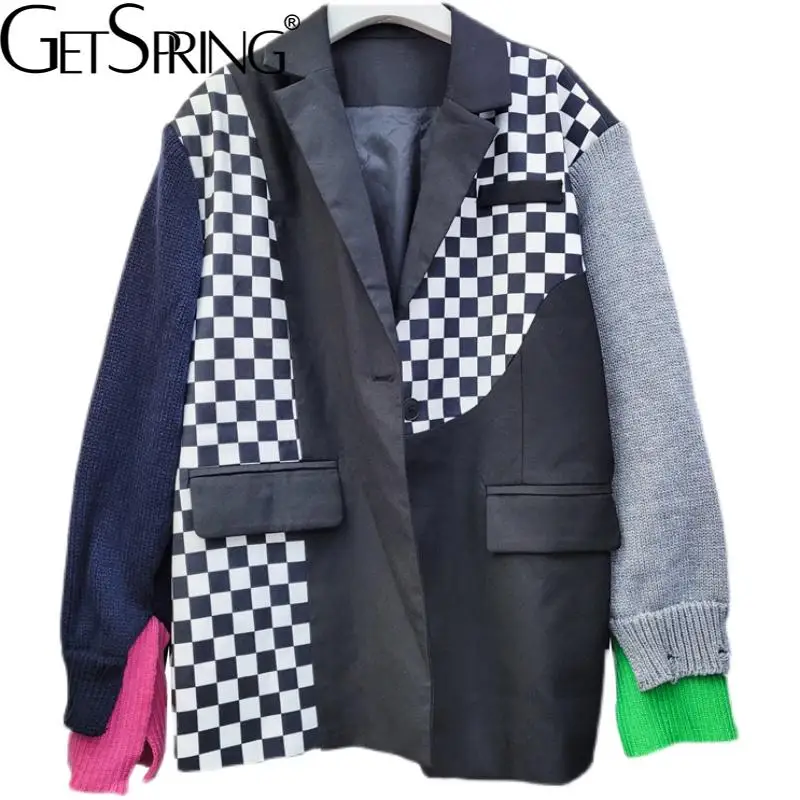 Getspring Женский блейзер, асимметричные цвета, подходящие к размеру клетчатые блейзеры и куртки, вязаные Лоскутные Асимметричные повседневные...
Getspring Женский блейзер, асимметричные цвета, подходящие к размеру клетчатые блейзеры и куртки, вязаные Лоскутные Асимметричные повседневные...