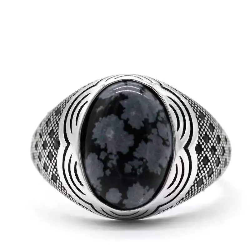 S925 Sterling Silver Inlaid Oval 14*10 Natural Snowflake Stone Men's Silver Ring Turkish Silver Jewelry
S925 Sterling Silver Inlaid Oval 14*10 Natural Snowflake Stone Men's Silver Ring Turkish Silver Jewelry