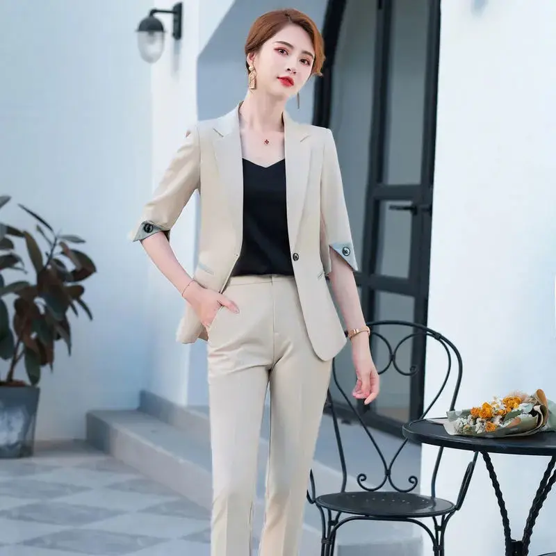 Women 2021 Summer Work Fashion Pant Suits 2 Piece Set Female Casual Blazer Jacket & Trouser Office Suit Lady Formal Suit U218
Women 2021 Summer Work Fashion Pant Suits 2 Piece Set Female Casual Blazer Jacket & Trouser Office Suit Lady Formal Suit U218