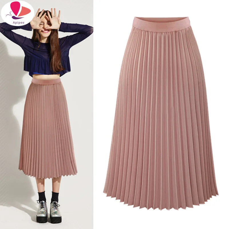 Summer Fashion Long Pleated Skirts Woman 2022 Chiffon Folded Skirts Loose Solid Colour Beach Maxi Skirt
Summer Fashion Long Pleated Skirts Woman 2022 Chiffon Folded Skirts Loose Solid Colour Beach Maxi Skirt
