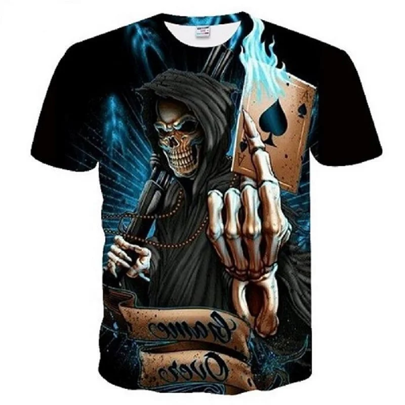 New Casual Skull Poker Printed 3d T -Shirt Men Short Sleeve Tee Shirt Homme Black Design Male Summer Tops Punk Oversized Tshirt
New Casual Skull Poker Printed 3d T -Shirt Men Short Sleeve Tee Shirt Homme Black Design Male Summer Tops Punk Oversized Tshirt