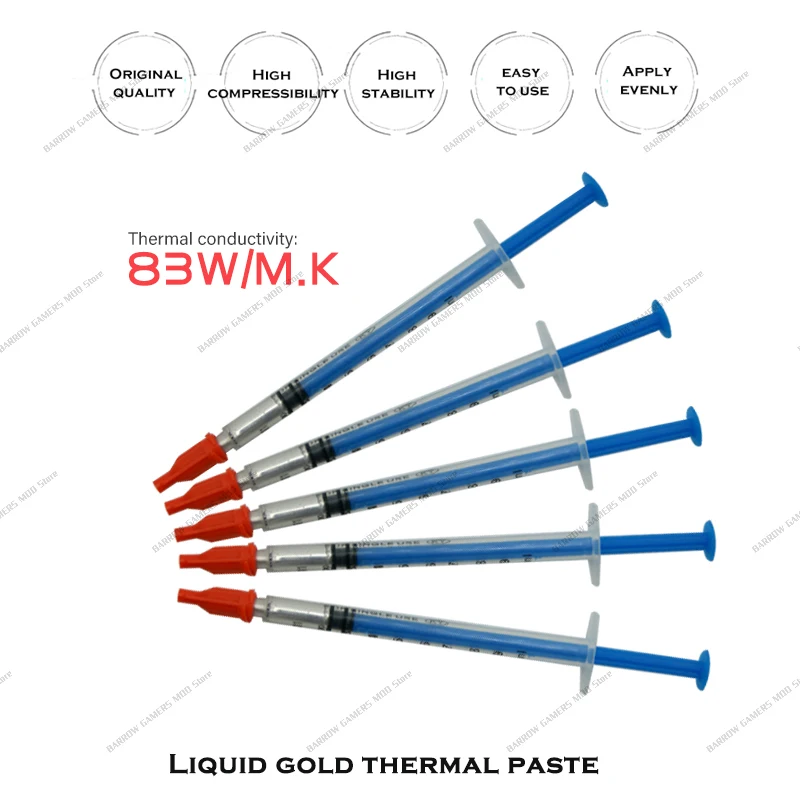 83W/m-k Thermal Paste Grease Liquid Metal AMD Intel Processor CPU Cooler Computer Cooling Fan VGA GPU Compound Heatsink Plaster
83W/m-k Thermal Paste Grease Liquid Metal AMD Intel Processor CPU Cooler Computer Cooling Fan VGA GPU Compound Heatsink Plaster
